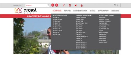 Site Tigra Sport avant la refonte du site